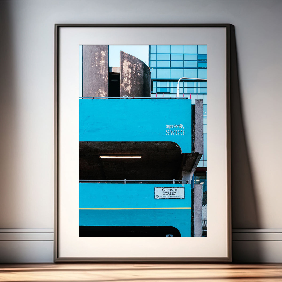 Blue Geometric Architecture Print | Glasgow George Street Car Park