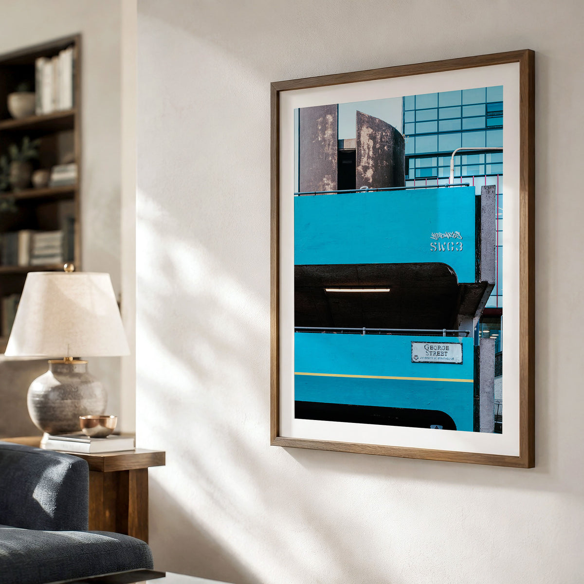 Blue Geometric Architecture Print | Glasgow George Street Car Park