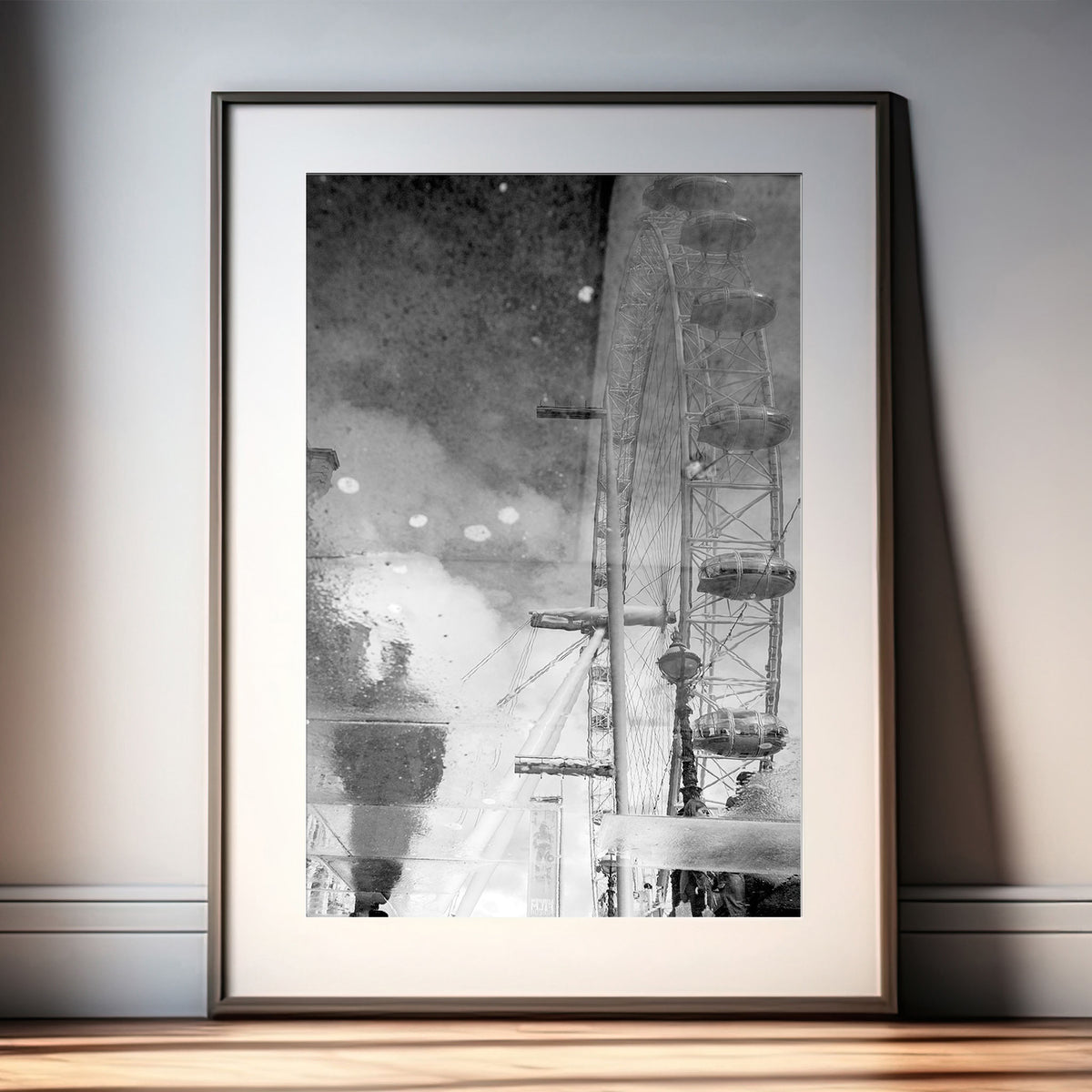 London Eye Reflection Print | Millennium Wheel Monochrome