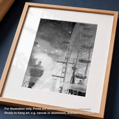 London Eye Reflection Print | Millennium Wheel Monochrome