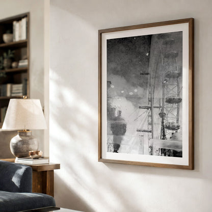 London Eye Reflection Print | Millennium Wheel Monochrome