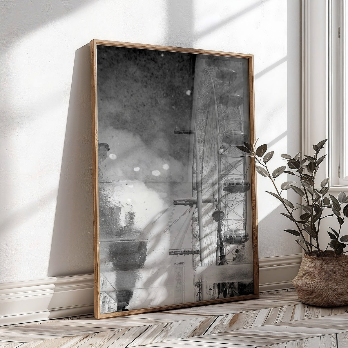 London Eye Reflection Print | Millennium Wheel Monochrome