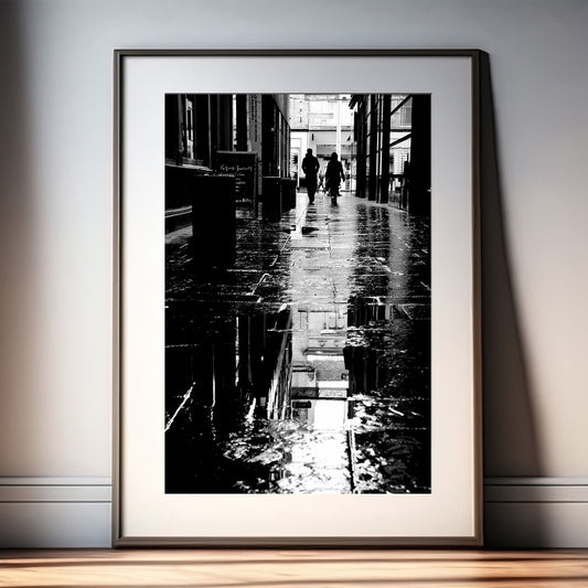 Glasgow Mitchell Lane Reflection Print | Black and White Street Photography