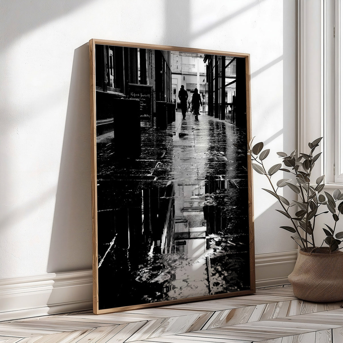 Glasgow Mitchell Lane Reflection Print | Black and White Street Photography