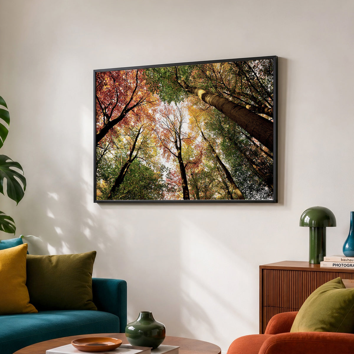 Colourful Autumn Treetops Print | Looking up | Pollok Park Horizontal Photo