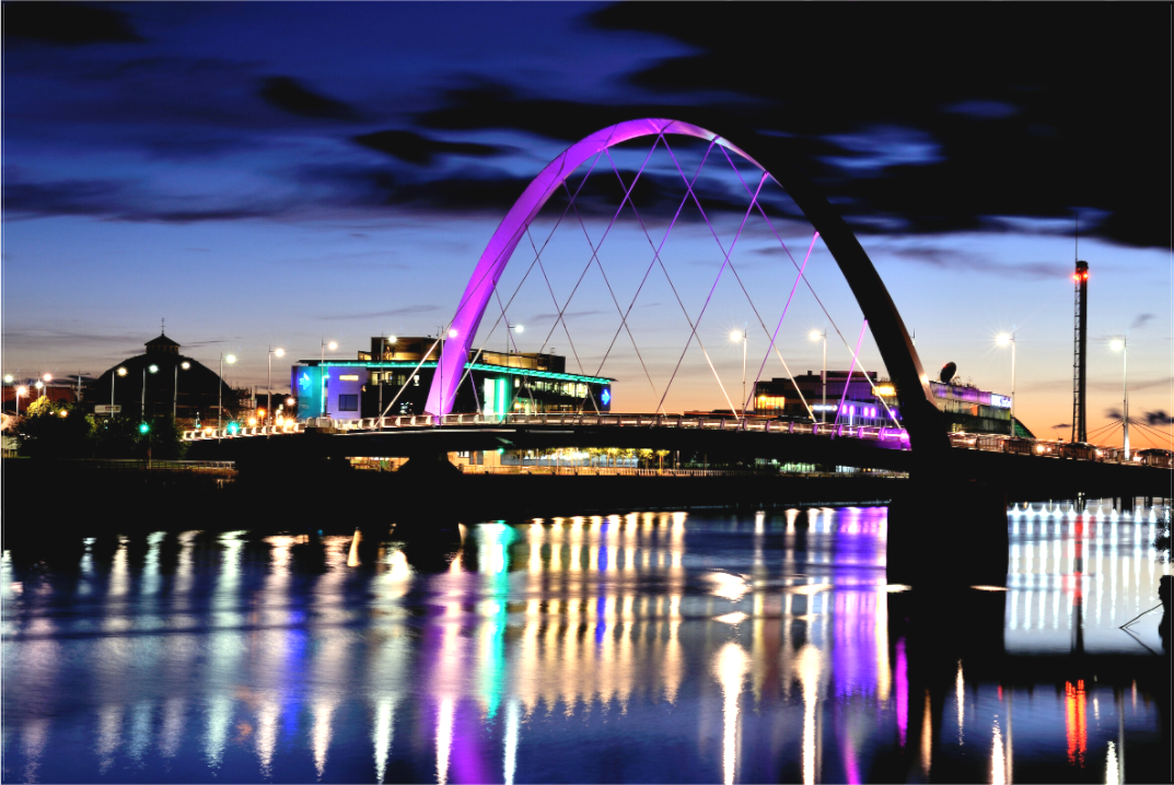 Main image Glasgow Squinty Bridge at Night | Modern Scottish Cityscape Wall Art