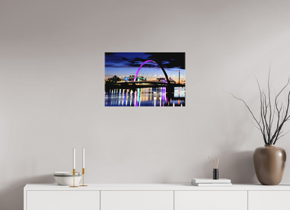 60 x 40 cm, Matte Canvas on Stretcher Frame Glasgow Squinty Bridge at Night | Modern Scottish Cityscape Wall Art