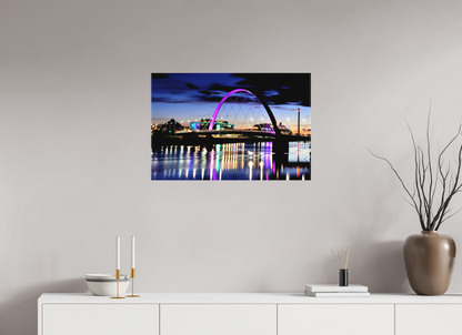75 x 50 cm, Matte Canvas on Stretcher Frame Glasgow Squinty Bridge at Night | Modern Scottish Cityscape Wall Art