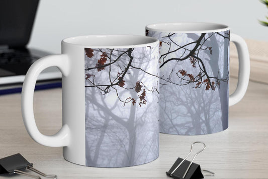 Burst of Colour Highgate Wood 11oz mug on desk