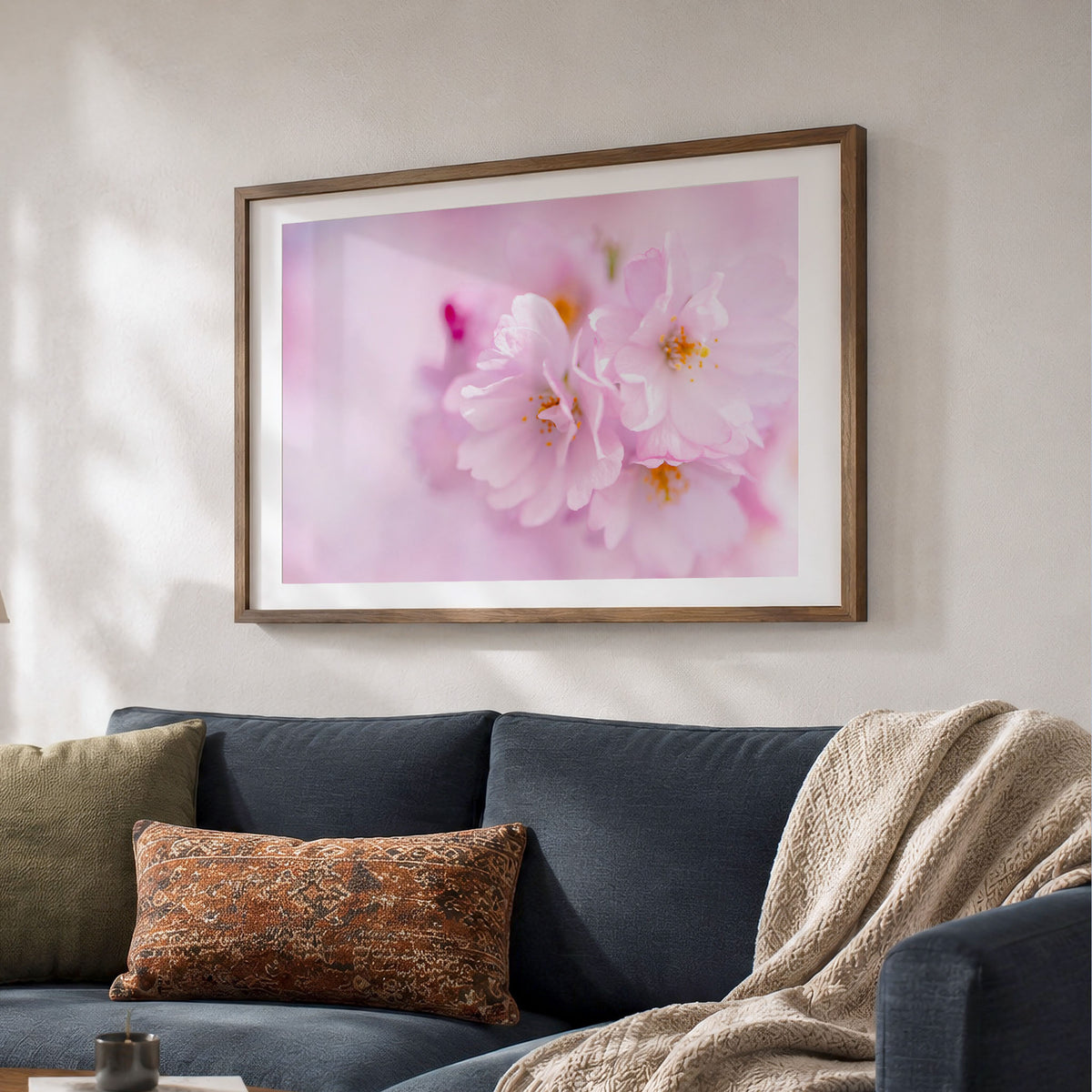 Cherry Blossom Botanical Print | Pink Floral Macro Photo