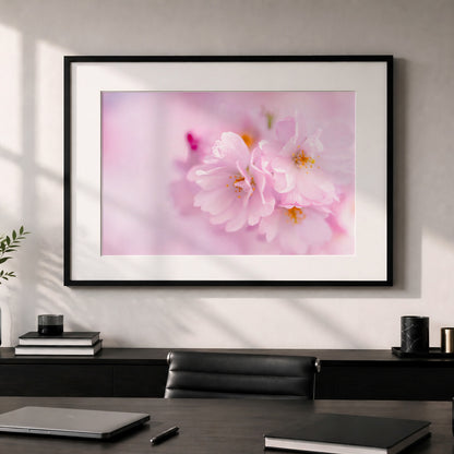 Cherry Blossom Botanical Print | Pink Floral Macro Photo