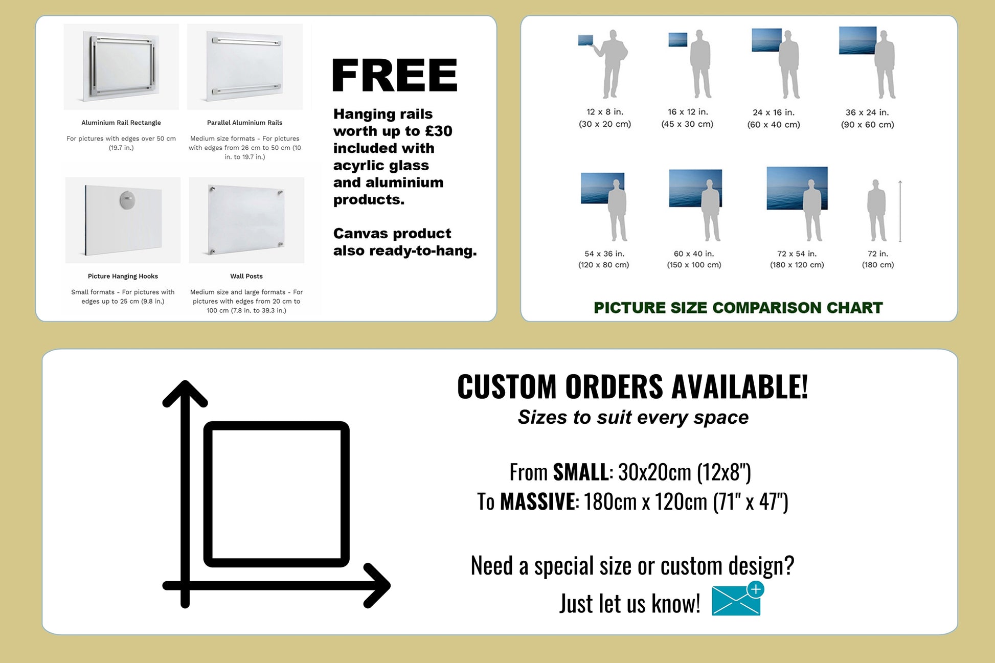 Custom orders hanging info