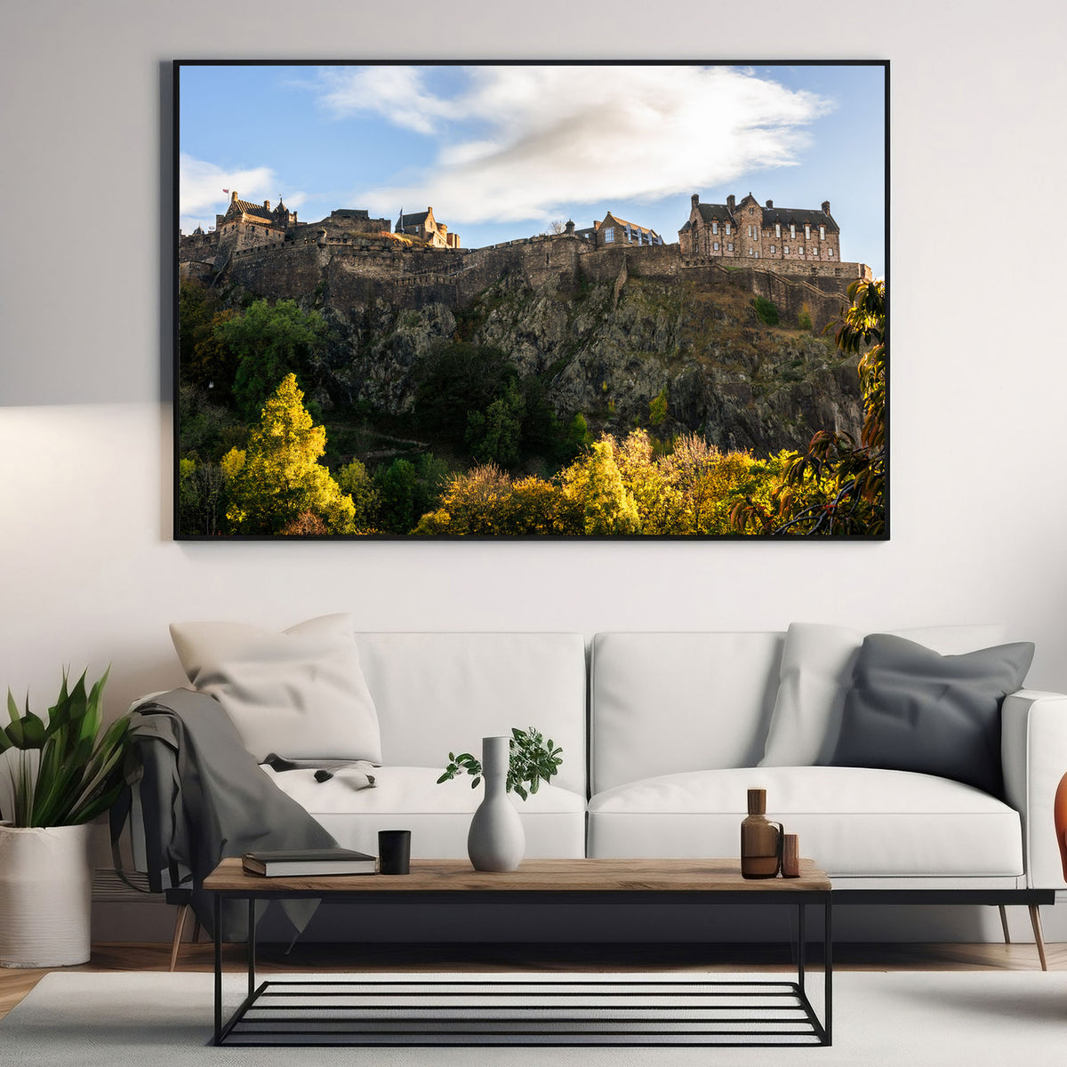 Edinburgh Castle Autumn Cityscape Ready-to-Hang Wall Art