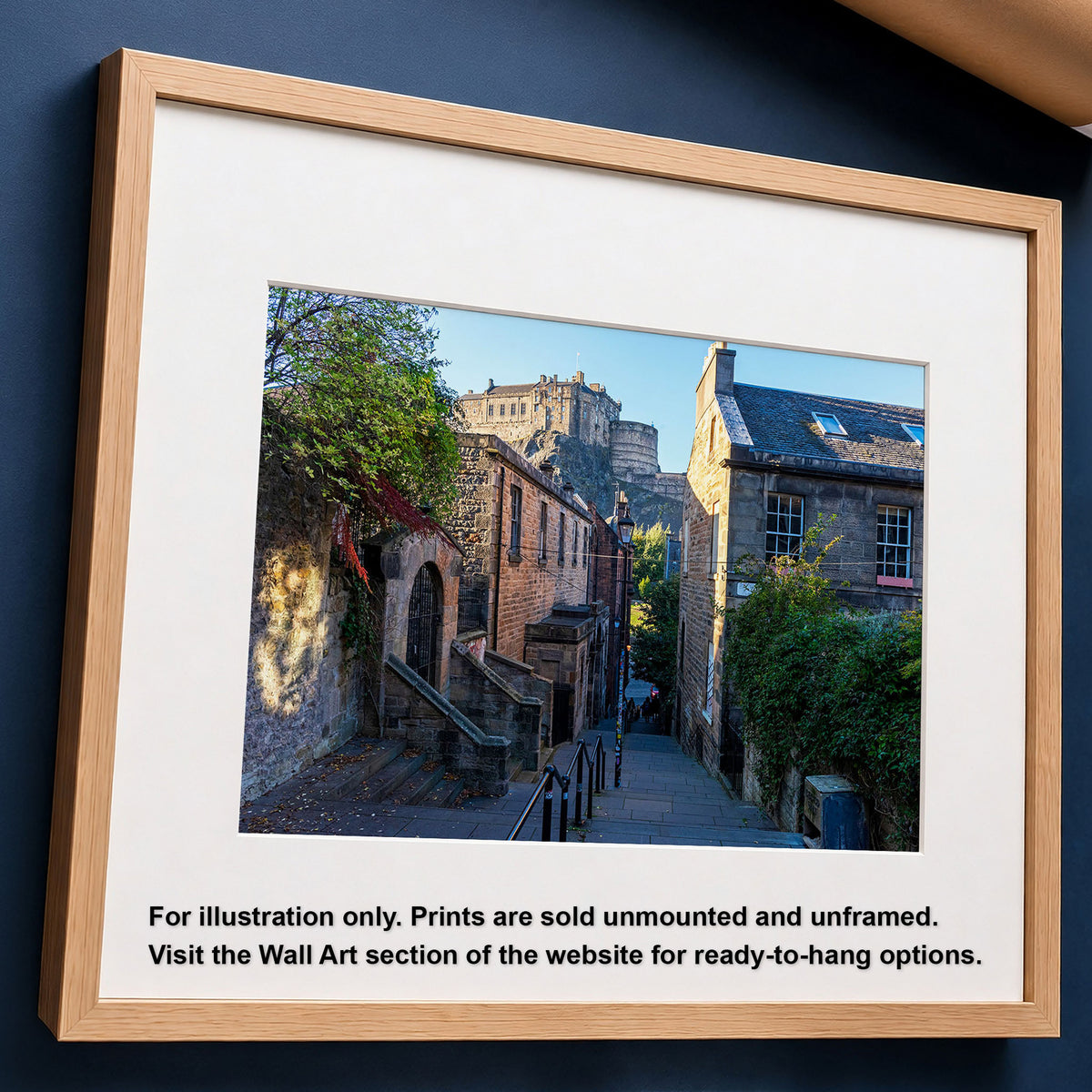 Edinburgh Vennel with Edinburgh Castle Cityscape Photo Print