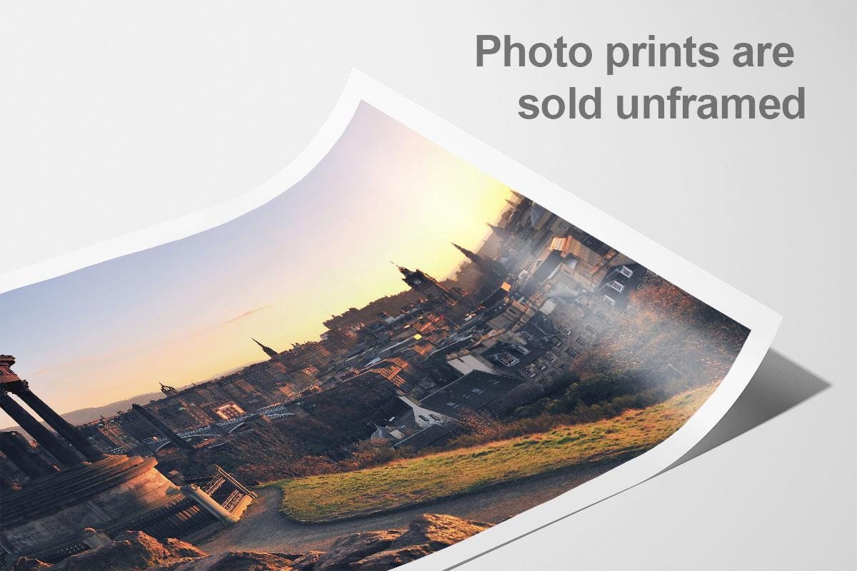 Edinburgh Calton Hill Cityscape in small frame on table 