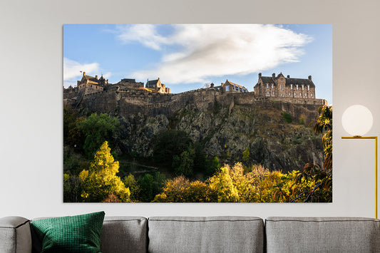 Edinburgh Castle Autumn Cityscape photo wall art in aluminium, canvas and acrylic glass