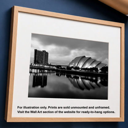 Glasgow Black & White Photo Print | River Clyde Cityscape Photography