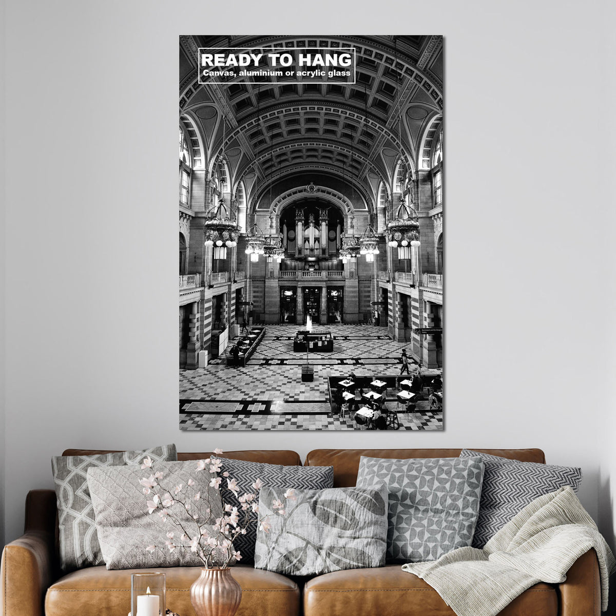 Glasgow Kelvingrove Museum Black & White Canvas, Aluminium or Acrylic Glass Wall Art