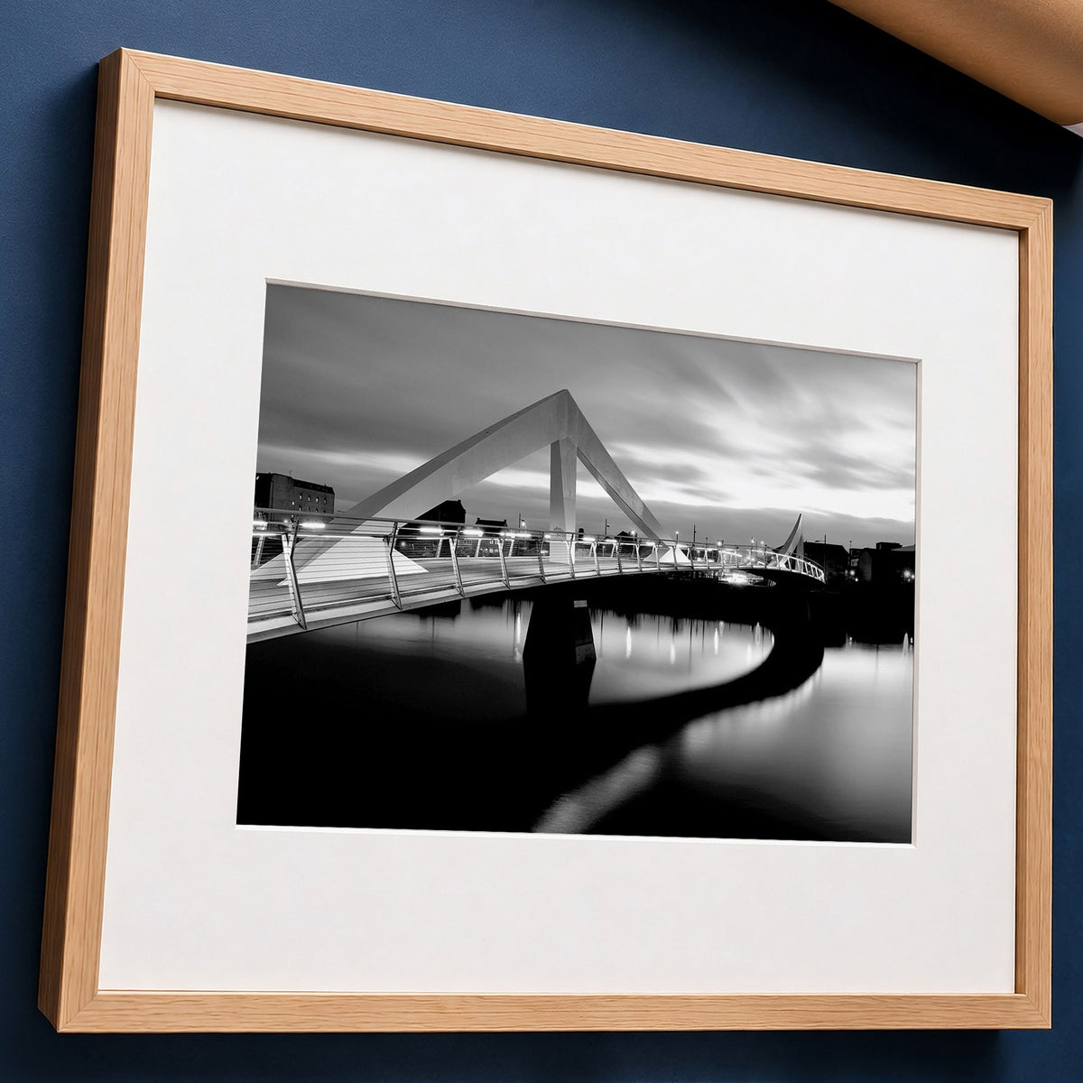 Glasgow Print | Squiggly Bridge Night | Black & White