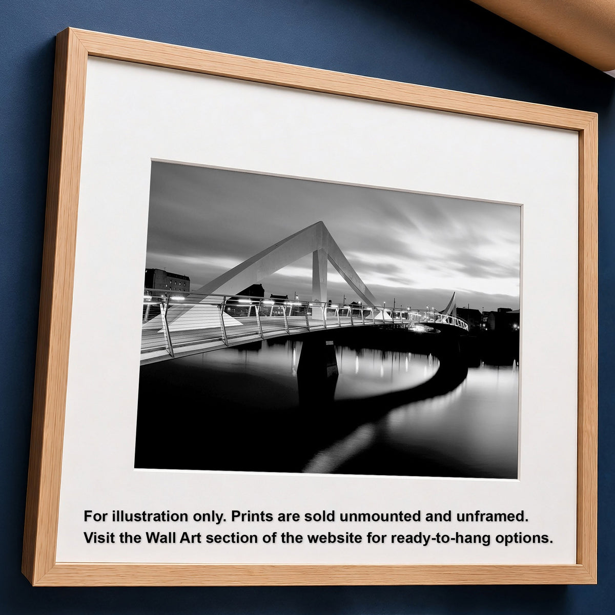 Glasgow Print | Squiggly Bridge Night | Black & White