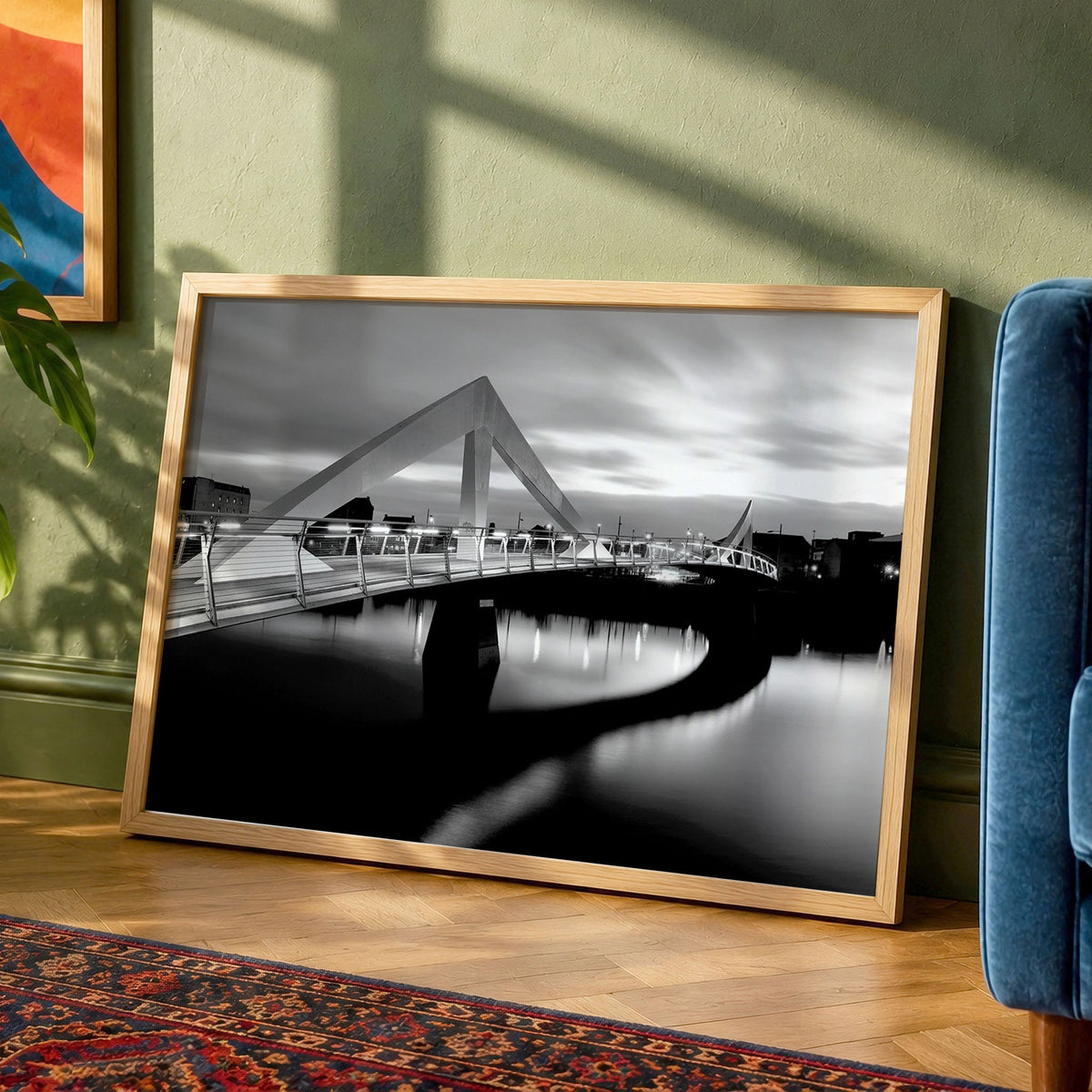 Glasgow Print | Squiggly Bridge Night | Black & White