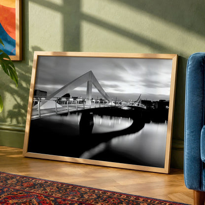 Glasgow Print | Squiggly Bridge Night | Black & White