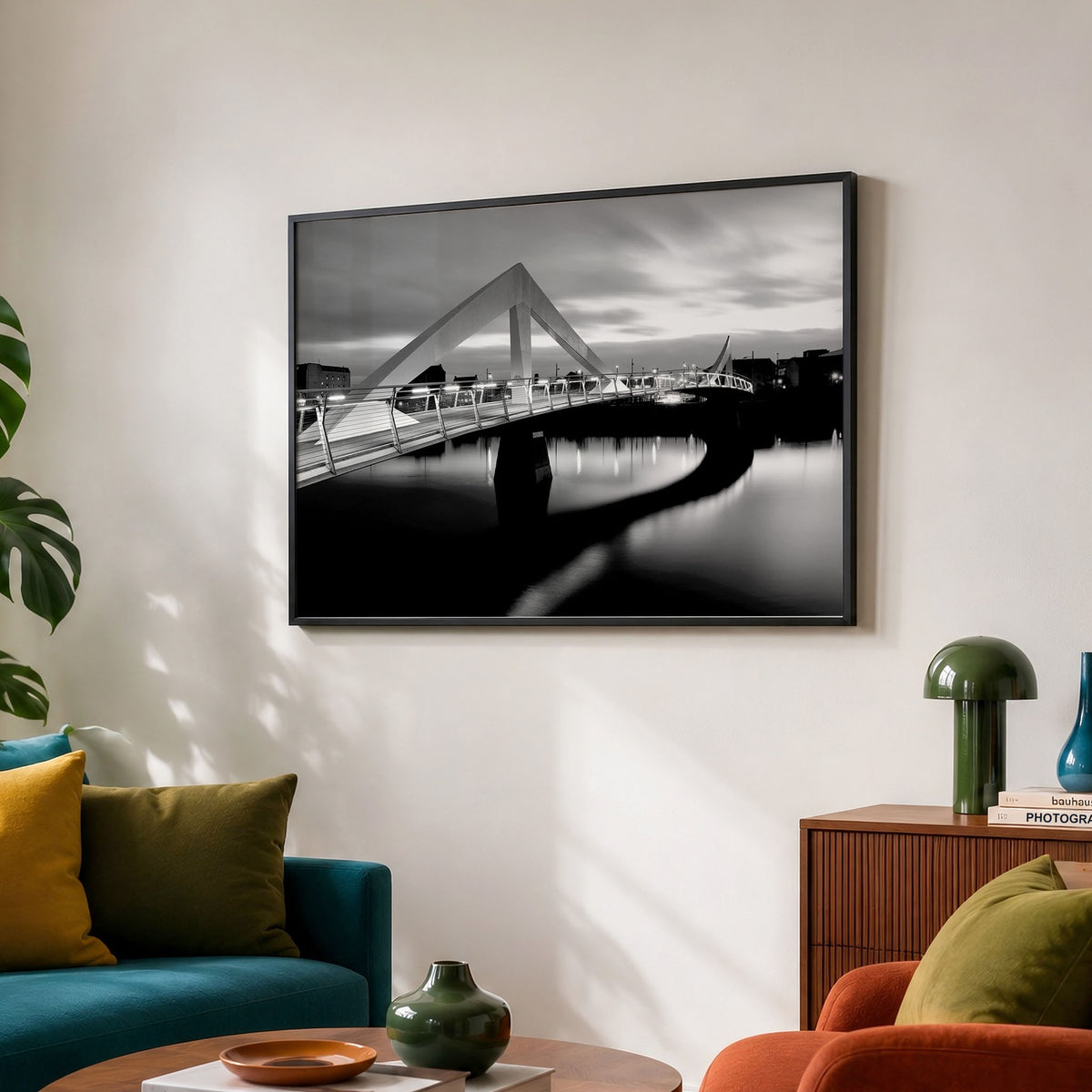 Glasgow Print | Squiggly Bridge Night | Black & White