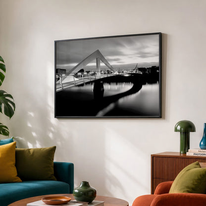 Glasgow Print | Squiggly Bridge Night | Black & White