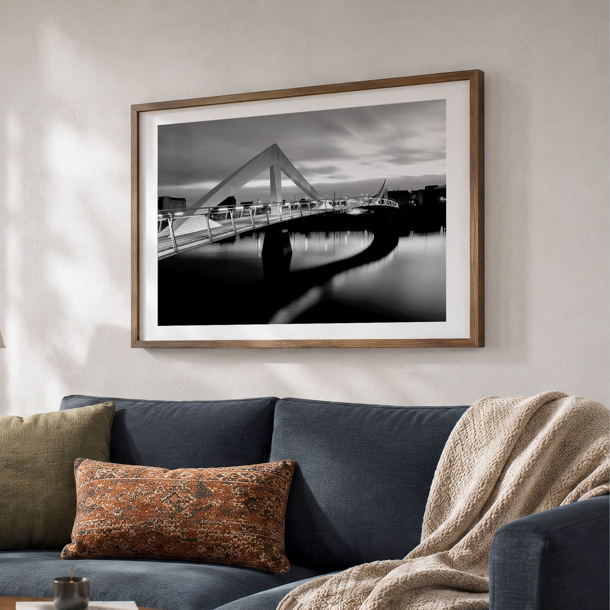 Glasgow Print | Squiggly Bridge Night | Black & White