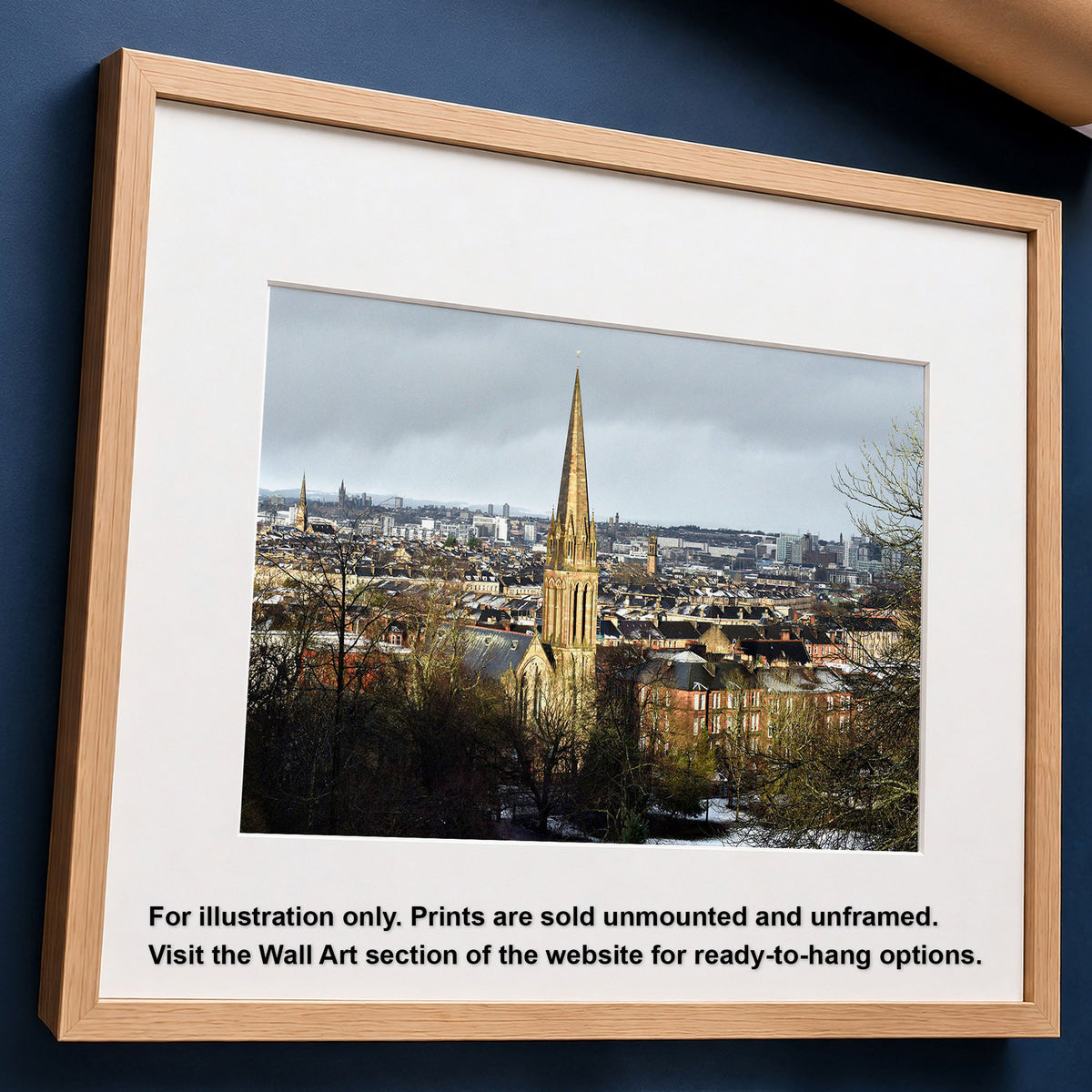 Glasgow Winter Cityscape Print – Snowy View from Queen’s Park