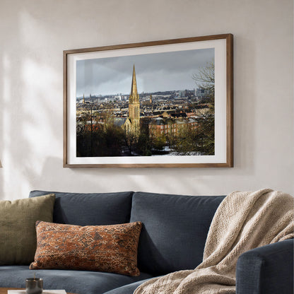 Glasgow Winter Cityscape Print – Snowy View from Queen’s Park