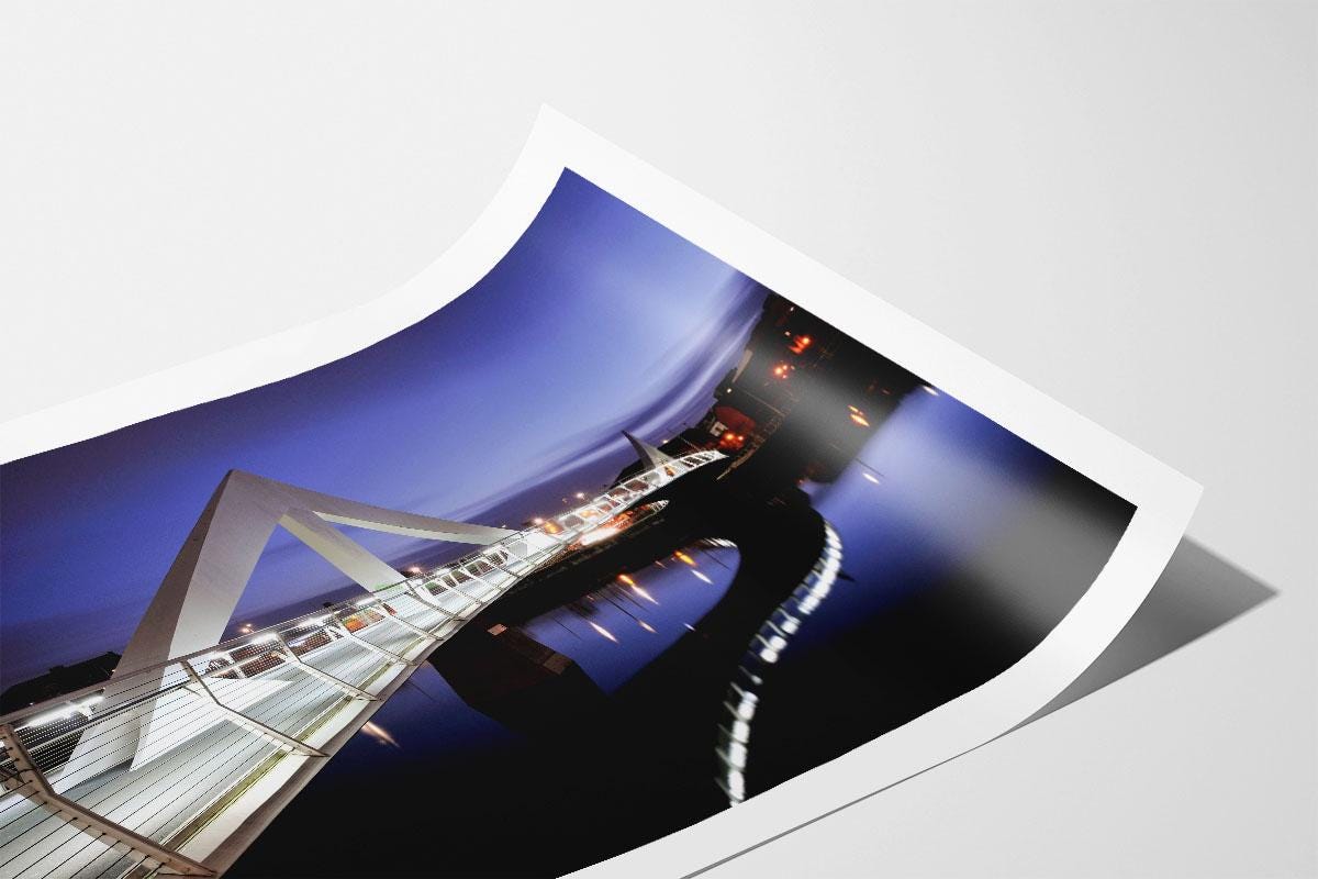 Glasgow Squiggly Bridge Night Purple print 