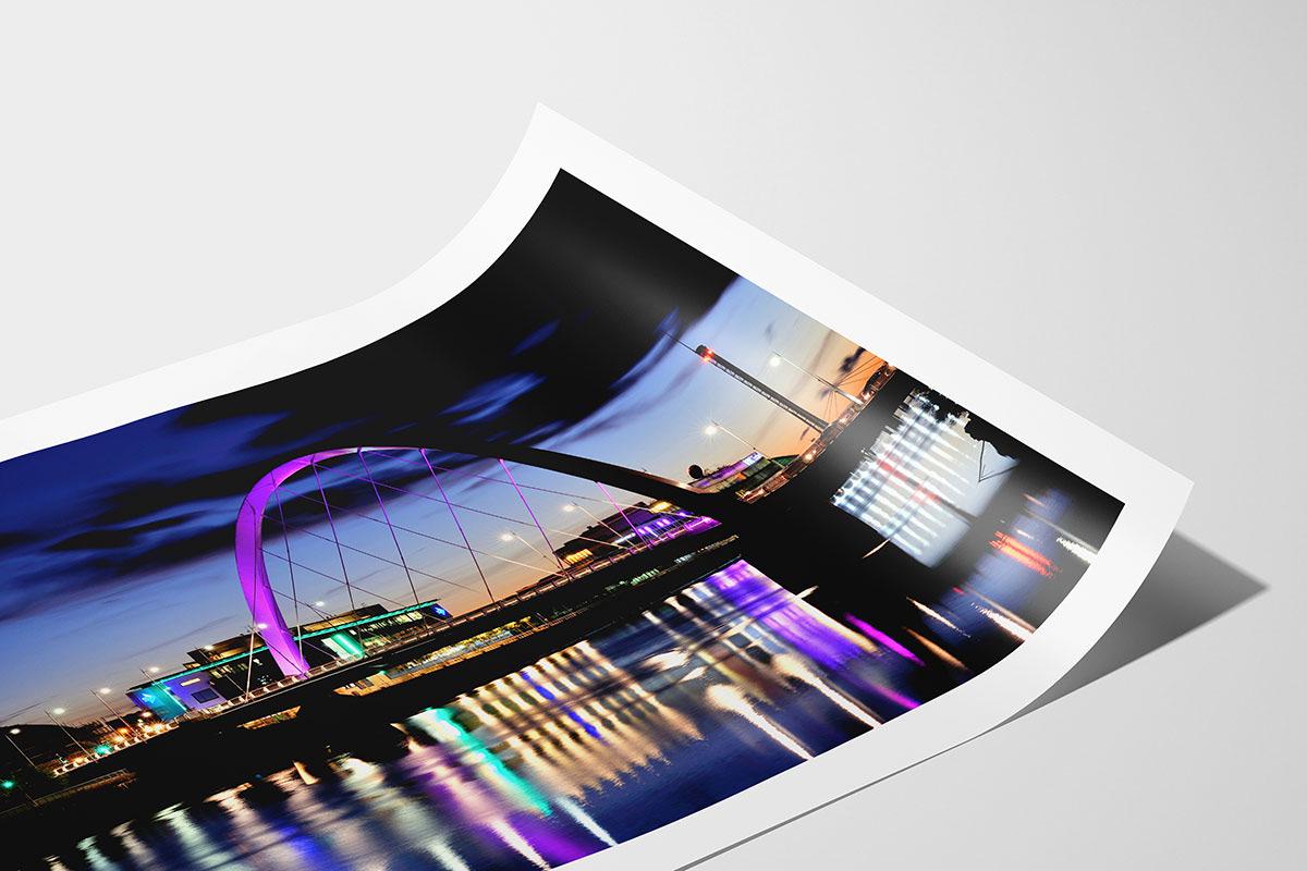 Glasgow Squinty Bridge Night photo print 