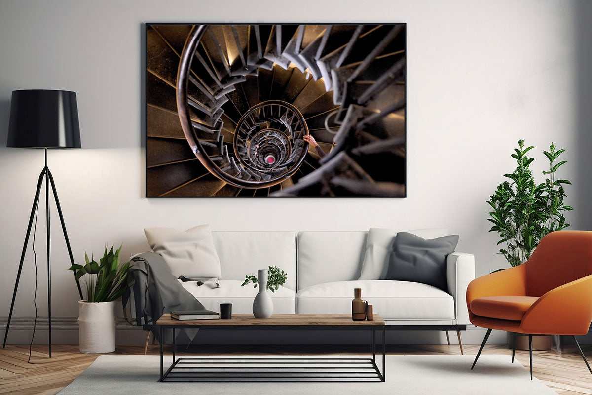 London Monument Spiral Staircase | Canvas, Acrylic or Aluminium Wall Art
