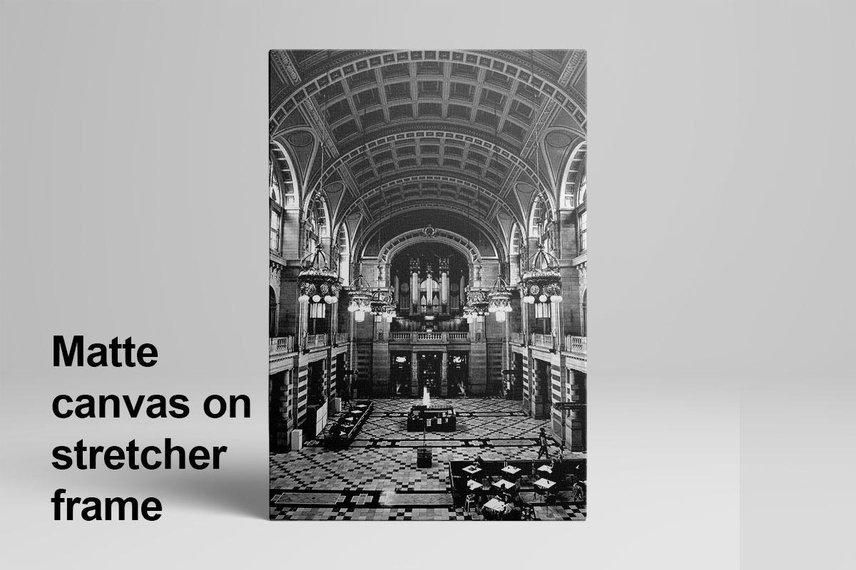 Kelvingrove Museum interior black and white canvas 