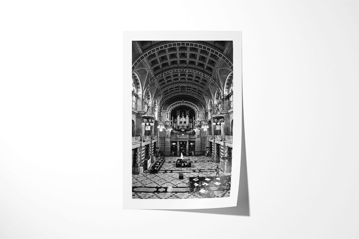 Kelvingrove Museum interior black and white photo print