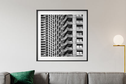Barbican Estate London Brutalist architecture in frame on wall