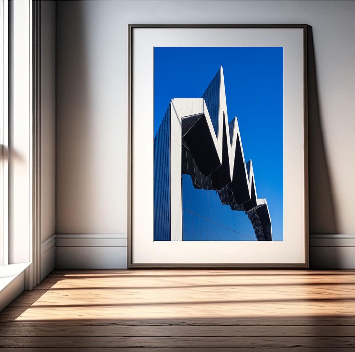 Riverside Museum print in frame mockup