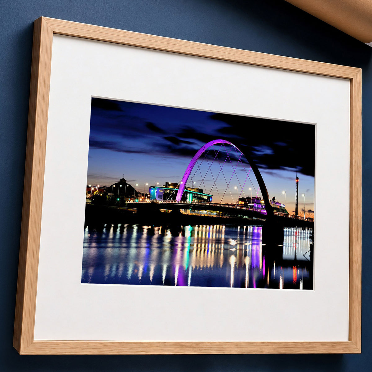Glasgow Squinty Bridge at Night Photo Print | Modern Scottish Cityscape