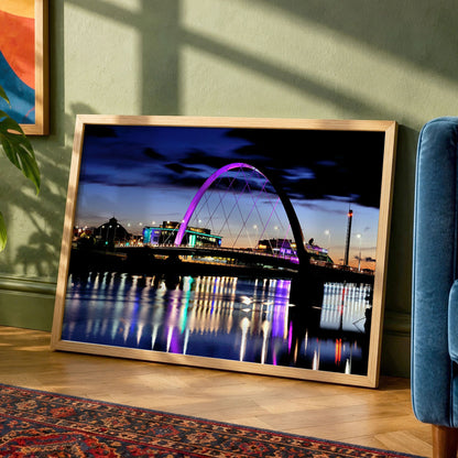 Glasgow Squinty Bridge at Night Photo Print | Modern Scottish Cityscape