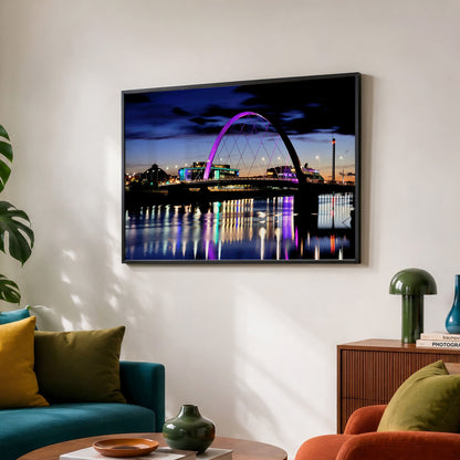 Glasgow Squinty Bridge at Night Photo Print | Modern Scottish Cityscape