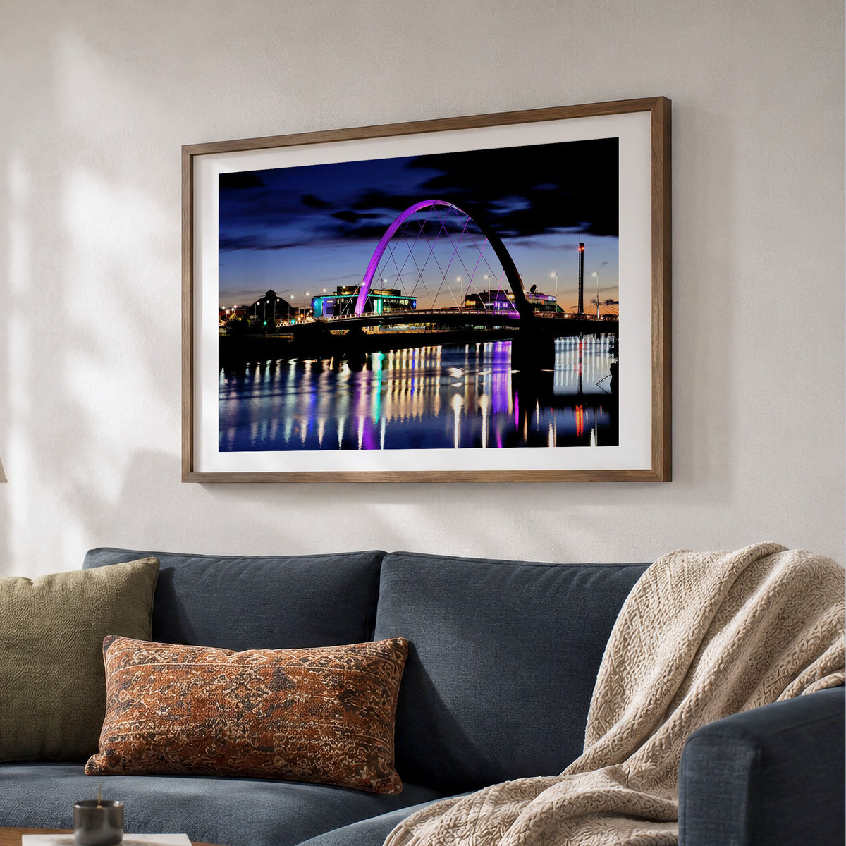 Glasgow Squinty Bridge at Night Photo Print | Modern Scottish Cityscape