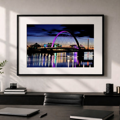 Glasgow Squinty Bridge at Night Photo Print | Modern Scottish Cityscape
