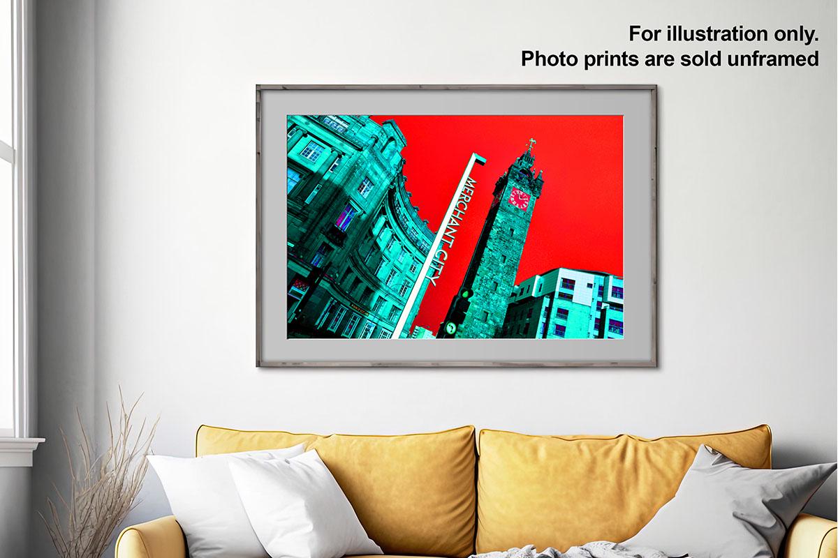 Trongate Glasgow Cross Red Filter framed print with text